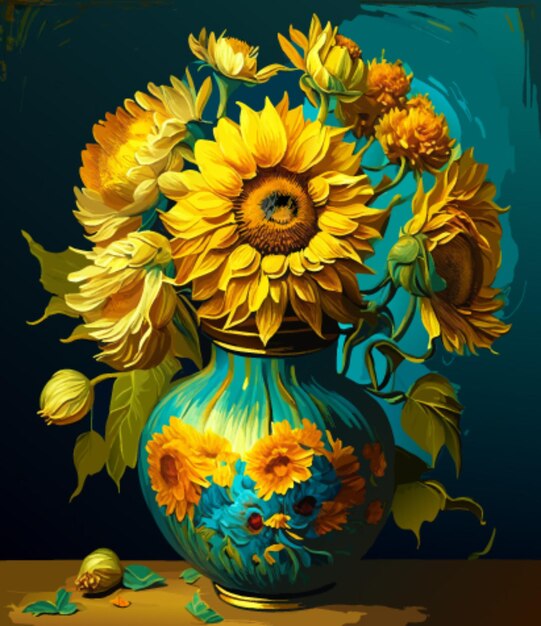 Vector flores en jarrón pintura ilustración