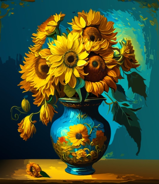 Flores en jarrón pintura ilustración