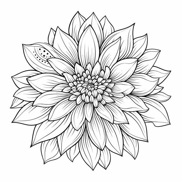 Vector flores lindas para imprimir para colorear página floral de primavera aislada sobre fondo blanco