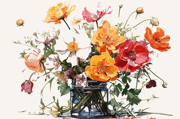 Vector las flores llevan el aroma de la primavera, las hojas y las flores, el diseño artístico, el vector y la ilustración.