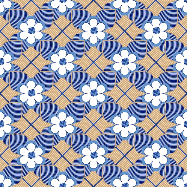 Flores de loto geométricas abstractas hojas estilo Art Deco Vector patrón sin costuras colores de moda de moda