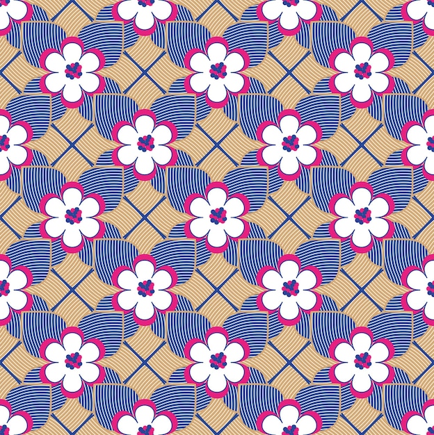 Flores de loto geométricas abstractas hojas estilo Art Deco Vector patrón sin costuras colores de moda de moda