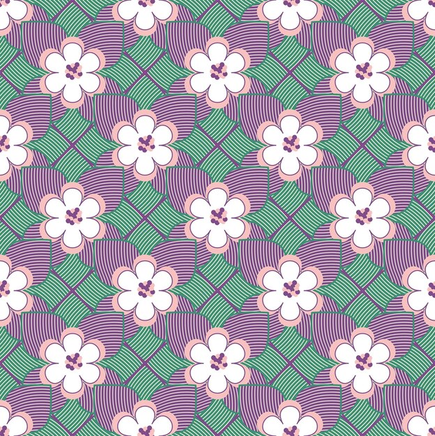 Flores de loto geométricas abstractas hojas estilo Art Deco Vector patrón sin costuras colores de moda de moda