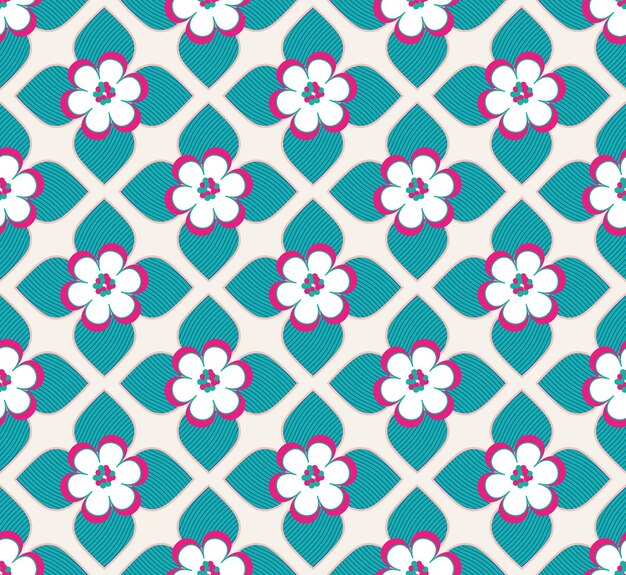 Flores de loto geométricas abstractas hojas estilo Art Deco Vector patrón sin costuras colores de moda de moda