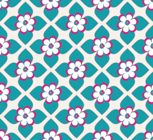 Flores de loto geométricas abstractas hojas estilo Art Deco Vector patrón sin costuras colores de moda de moda