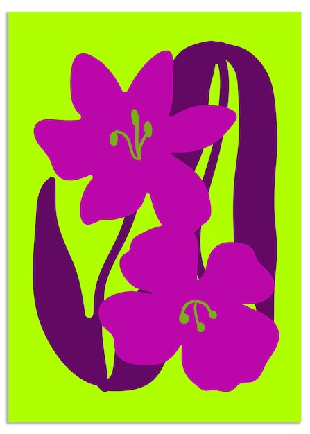 Flores de magenta vibrantes en el verde Una ilustración floral moderna