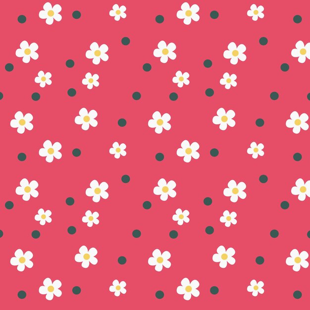 Flores de manzanilla abstractas dibujadas a mano en un patrón sin costuras sobre un fondo blanco