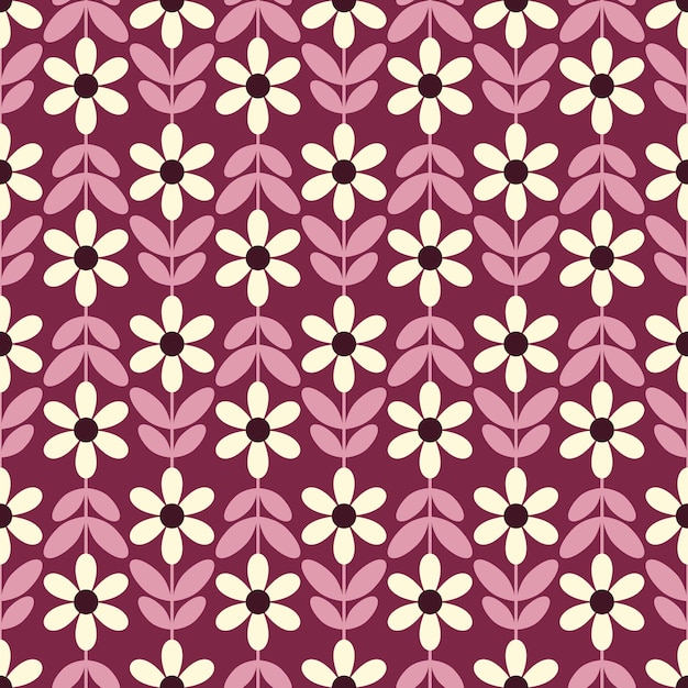 Flores de mediados de siglo Un patrón floral moderno sin costuras para darle un encanto retro a sus diseños