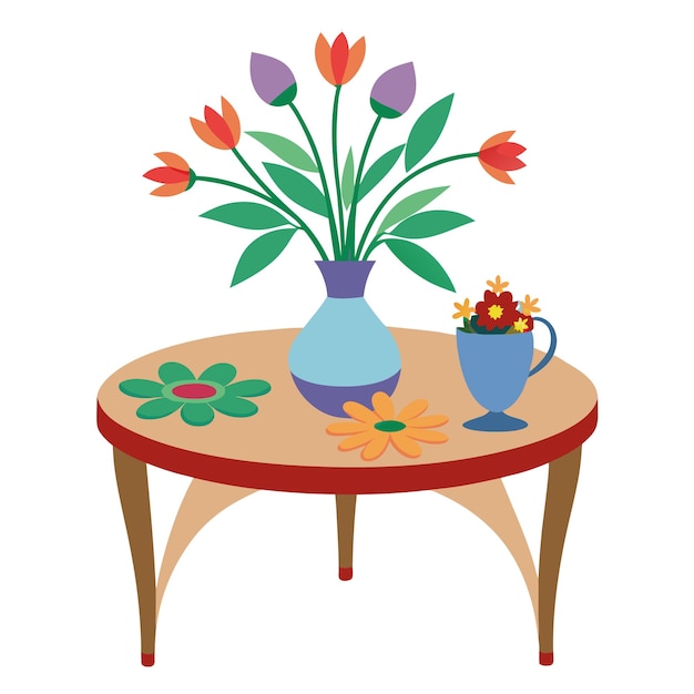 flores en una mesa clipart ilustración vectorial al estilo de dibujos animados