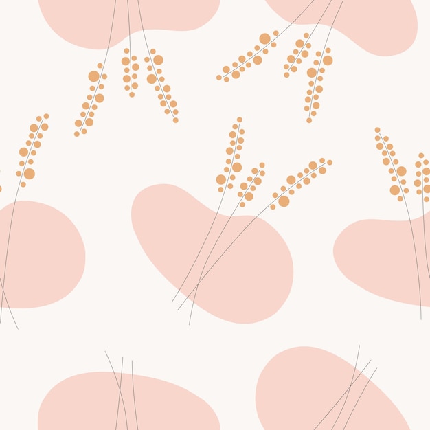 Vector flores minimalistas con fondo beige de manchas rosas.