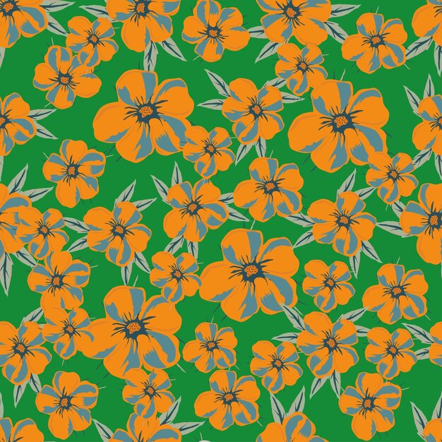 flores de naranja en un fondo verde