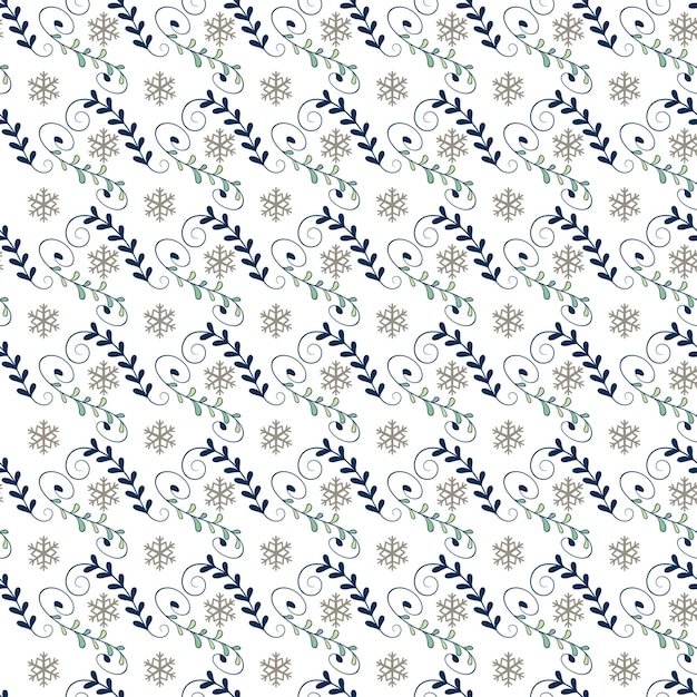 Flores navideñas y copos de nieve Diseño de patrones vectoriales sin costuras