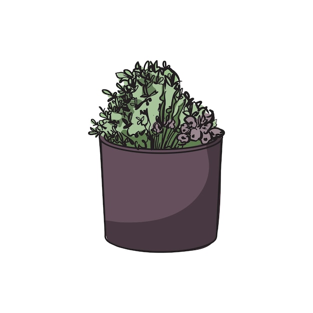 Vector flores en una olla plantas para el icono del jardín sólo un dibujo de flores en ollas de arcilla para el interior