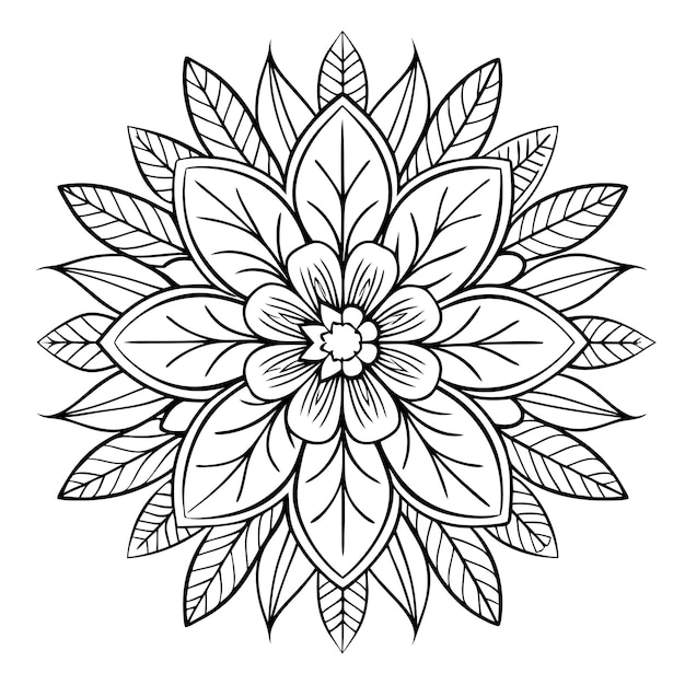 Flores página de colorear patrón KDP interiores línea de arte en blanco y negro