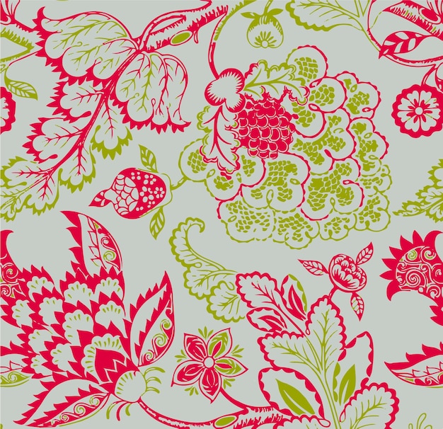 Flores Patrón sin costuras de flores y hojas multicolores brillantes en el vector de fondo