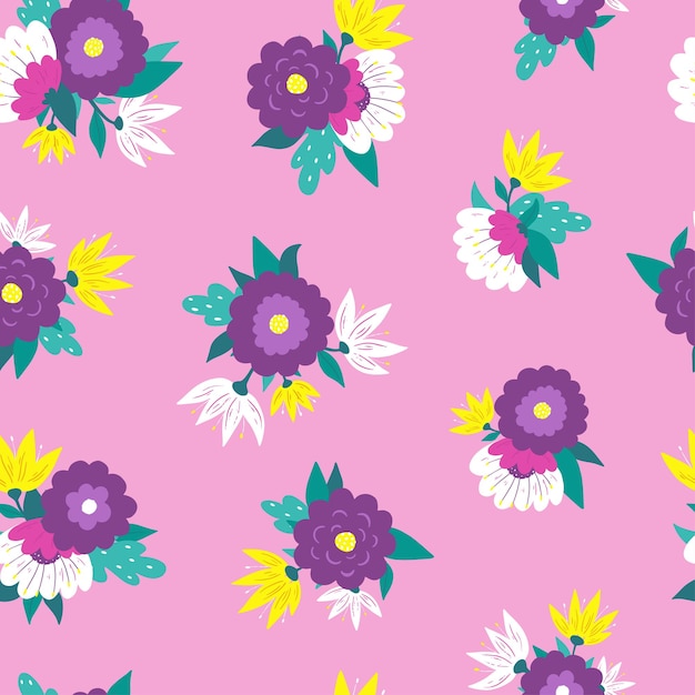 flores de patrones sin fisuras sobre fondo rosa para mujeres estampados textiles, papel de regalo