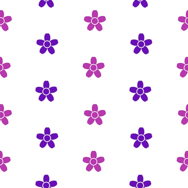 Flores, patrones sin fisuras, vector. Patrón de flores de color púrpura y rosa sobre un fondo blanco.