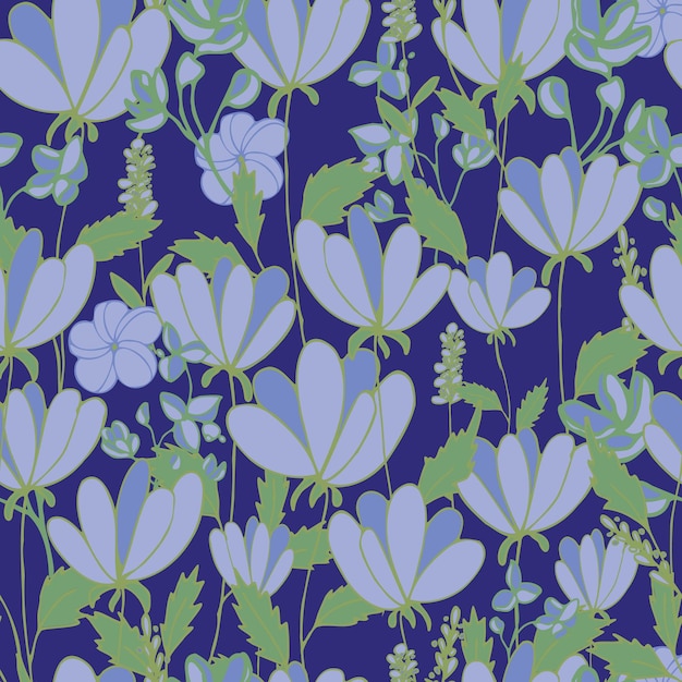 Flores de patrones sin fisuras de vector sobre fondo