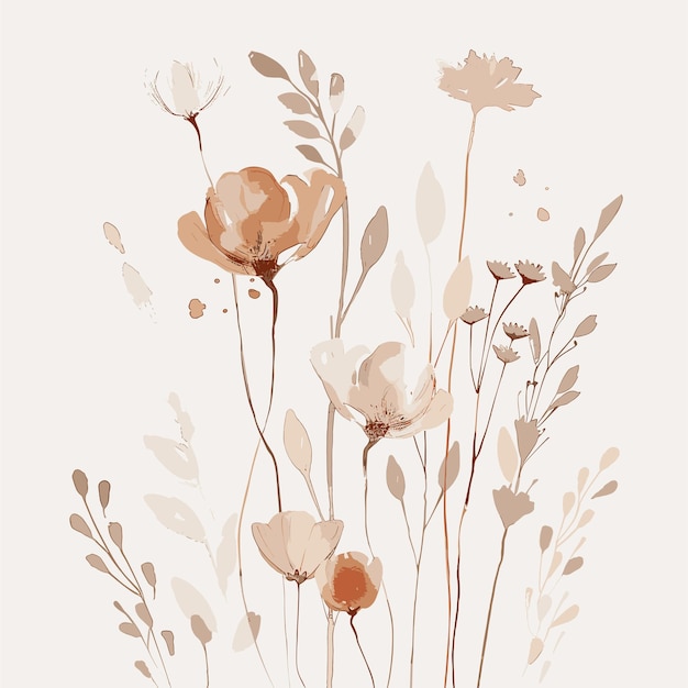 flores y plantas de acuarela