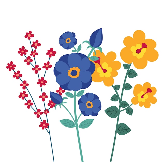 Flores plantas diseño plano vector aislado