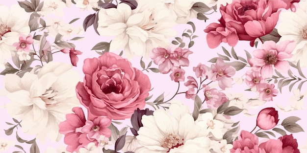 Flores y plantas Impresión floral clásica sin costuras en estilo shabby chic Ilustración vectorial de flores