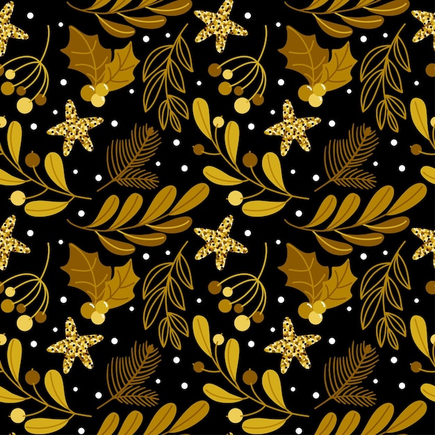 Flores y plantas de invierno Fondo sin costura para la decoración navideña Vector
