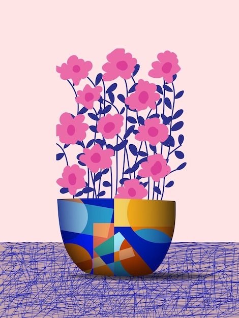 Flores y plantas en ollas jarrones ilustración vectorial dibujada a mano vegetación floral diseño de moda
