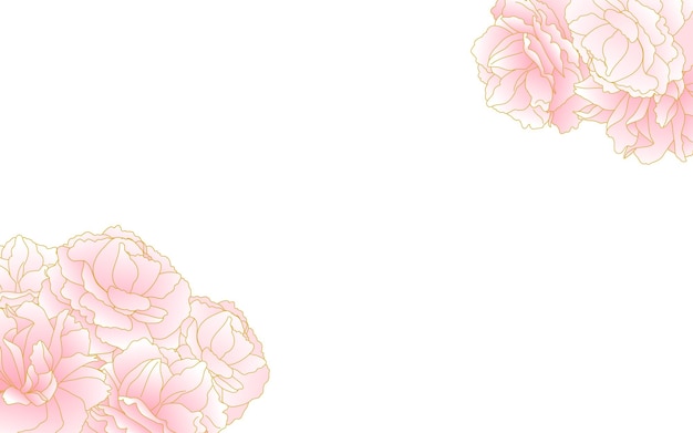 Flores y plantas de primavera enmarcadas con flor de cerezo doble degradado rosa claro peonía flor de cerezo