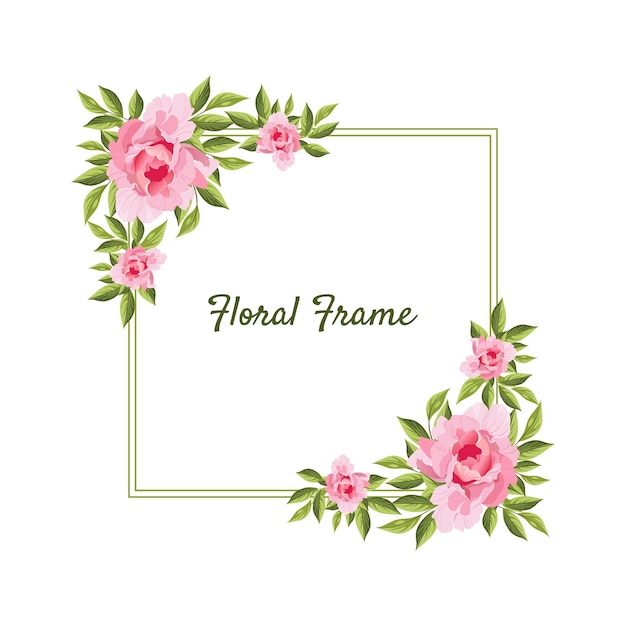 Flores plantilla de tarjeta de marco cuadrado con flores en flor elegante cartel floral de boda