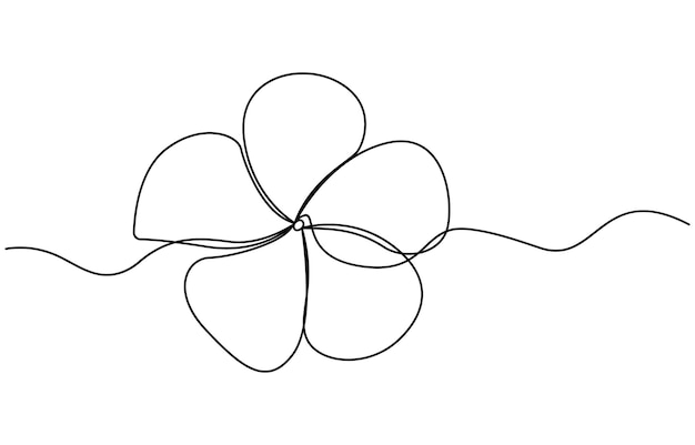Flores de Plumeria en estilo de dibujo de arte de línea continua Un dibujo de línea continua