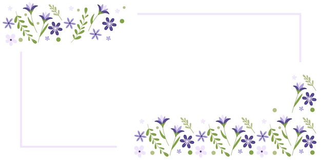 Vector flores de primavera borde crocus y lilas en un fondo blanco plantilla editable