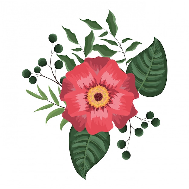 Flores de primavera con hojas