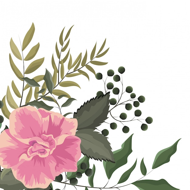 Flores de primavera con hojas