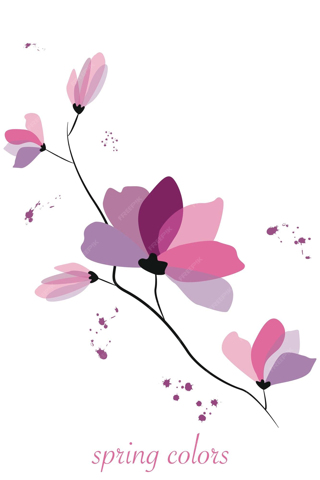 Flores de primavera. perfecto como invitación, cuaderno o portada de libro,  postal o diseño de protector de pantalla. | Vector Premium