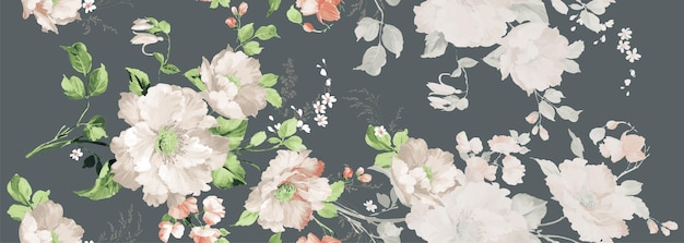 Las flores de primavera repiten el diseño del patrón de la ilustración vectorial impresa