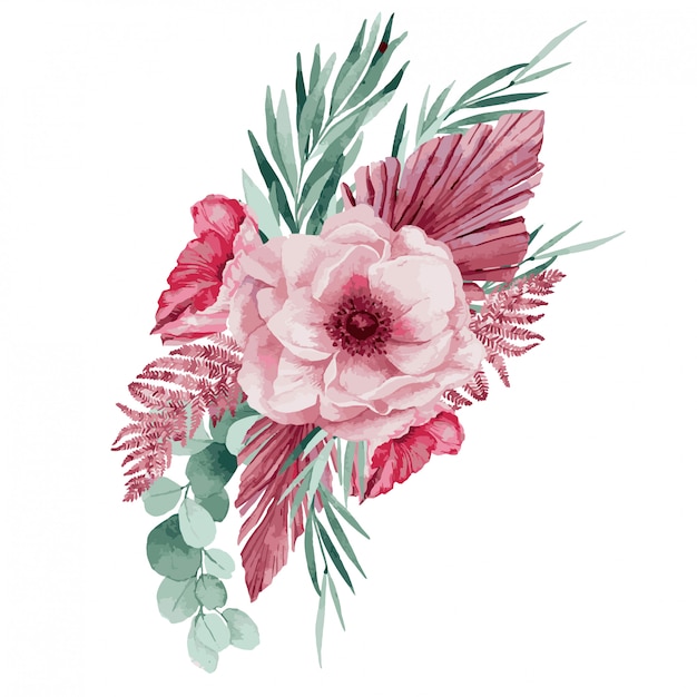 Flores de primavera rosa, ilustración.