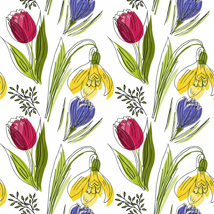 Vector flores de prímula dibujo de patrones sin fisuras para vacaciones ilustración colorida