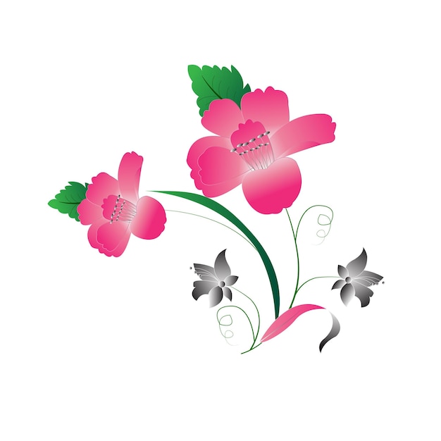 Flores en la rama con hojas flores ilustración vectorial