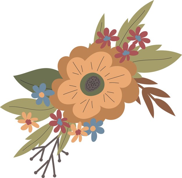 Flores Ramo de flores Ilustración plana Conjunto de flores vectoriales