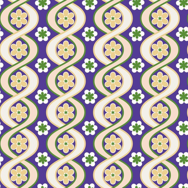 Vector flores de rayas onduladas verticales abstractas patrón de vectores retro formas geométricas complejas moda de moda