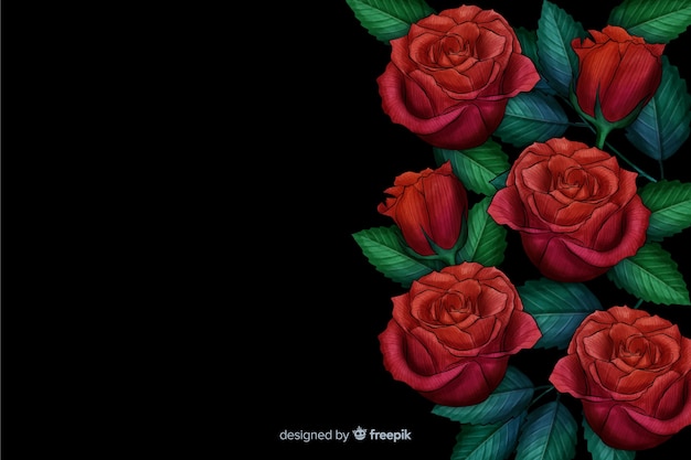 Flores realistas sobre fondo oscuro