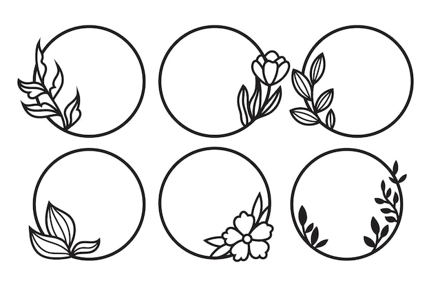 Flores redondas enmarcan la decoración vectorial de las flores del letrero