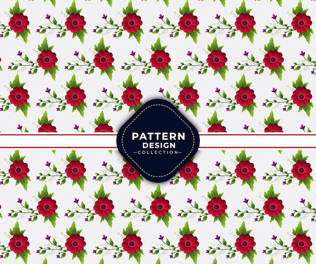 flores rojas con estilo de diseño de patrón de hojas