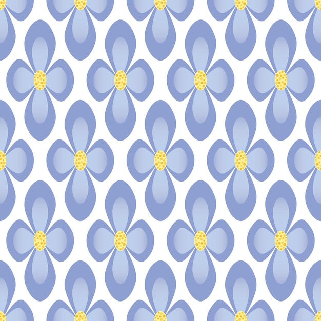 Flores de rombo abstractas Elemento de flor azul claro en fondo claro Vector de patrón floral sin costuras
