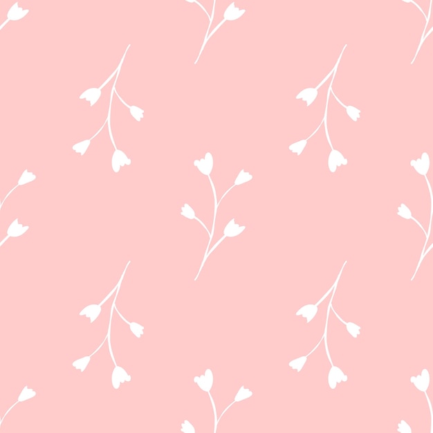 Flores rosa naturaleza patrón doodle dibujado a mano