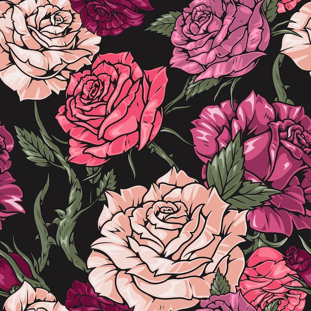 Las flores de la rosa son de colores sin costuras.