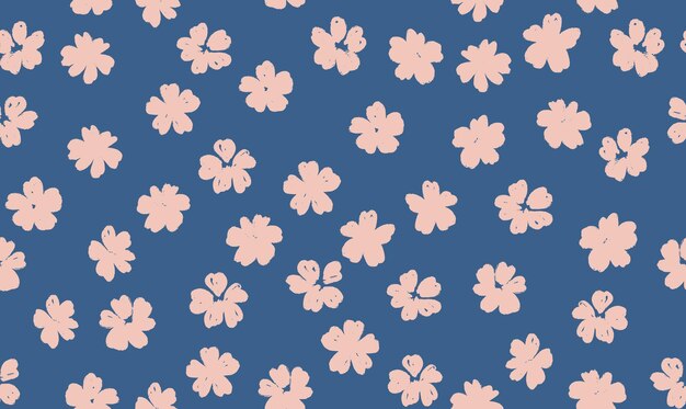 Flores rosadas esparcidas sobre un fondo azul