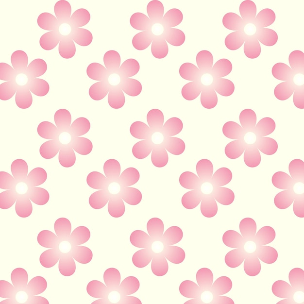 Flores rosadas en un patrón repetitivo de fondo amarillo
