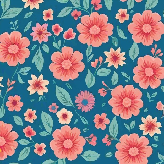 Vector flores rosadas sobre un fondo azul