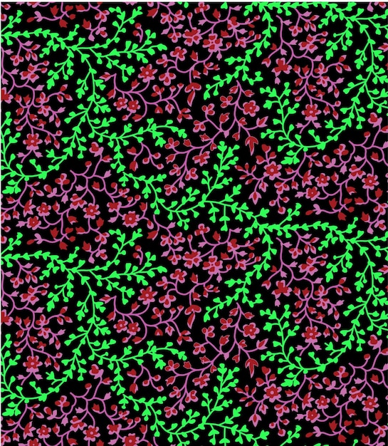 Flores rosadas y verdes vibrantes sobre un elegante telón de fondo negro